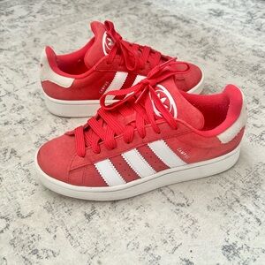 Red and White Adidas Campus Shoes